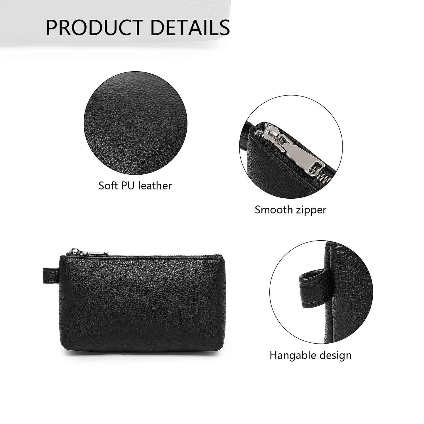 YONBEN PU Leather Makeup Simple and Convenient Handbag Small Exquisite Storage Bag (Pu/Black)