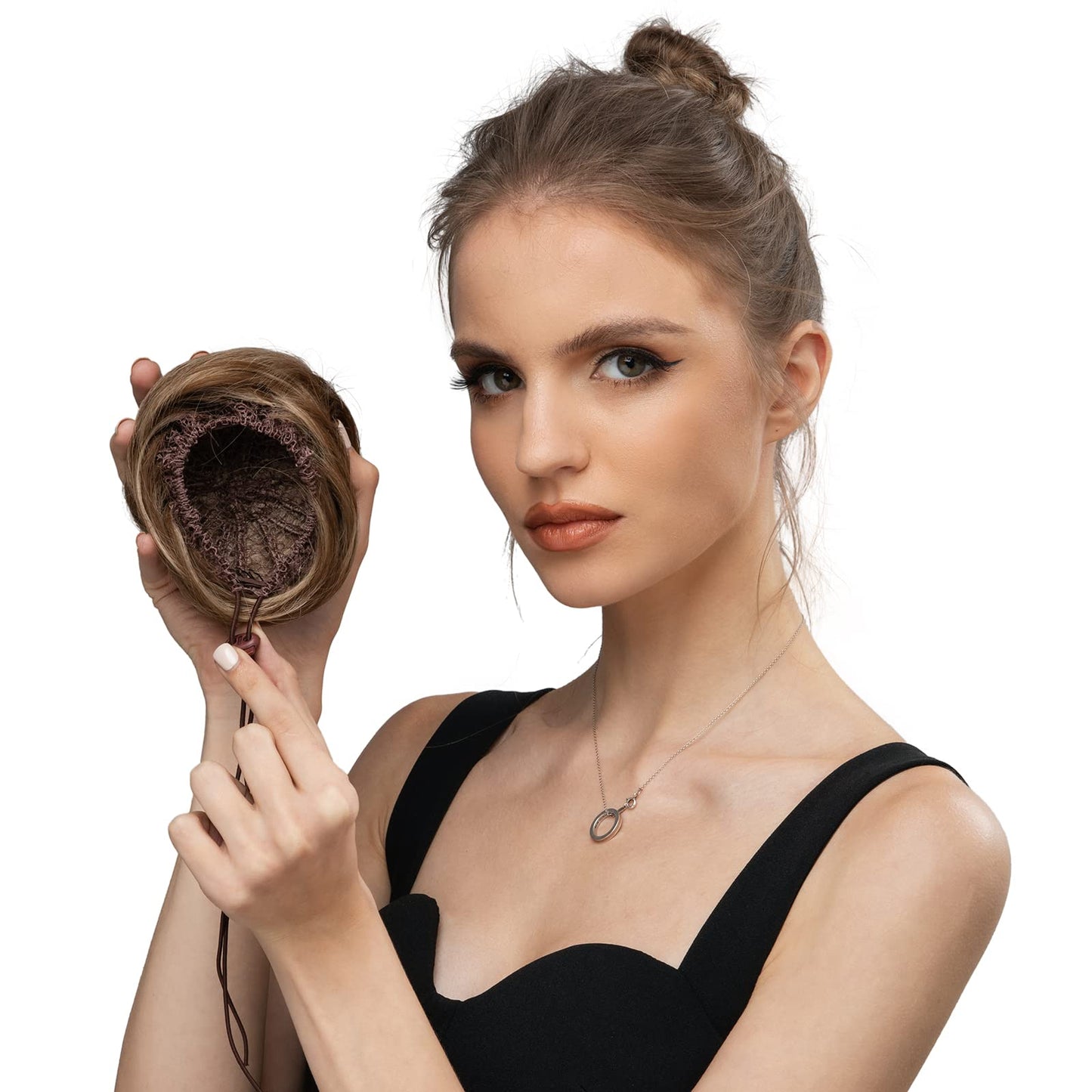 SARLA Black Brown Hair Bun Extension Updo Drawstring Ballet Buns Hair Pieces for Women Girls Lady Synthetic Donut Chignon