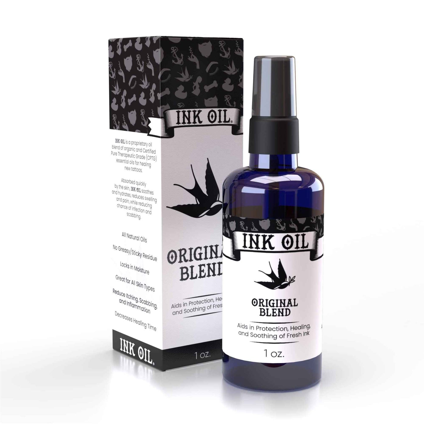Ink Oil Tattoo Aftercare Oil - Hydrates & Anti-Fade Healing Balm/Moisturizer - 100% Natural - Reduces Swelling, & Scabbing - Soothing Tattoo Care for Healing & Long-Lasting Colors - 1 oz