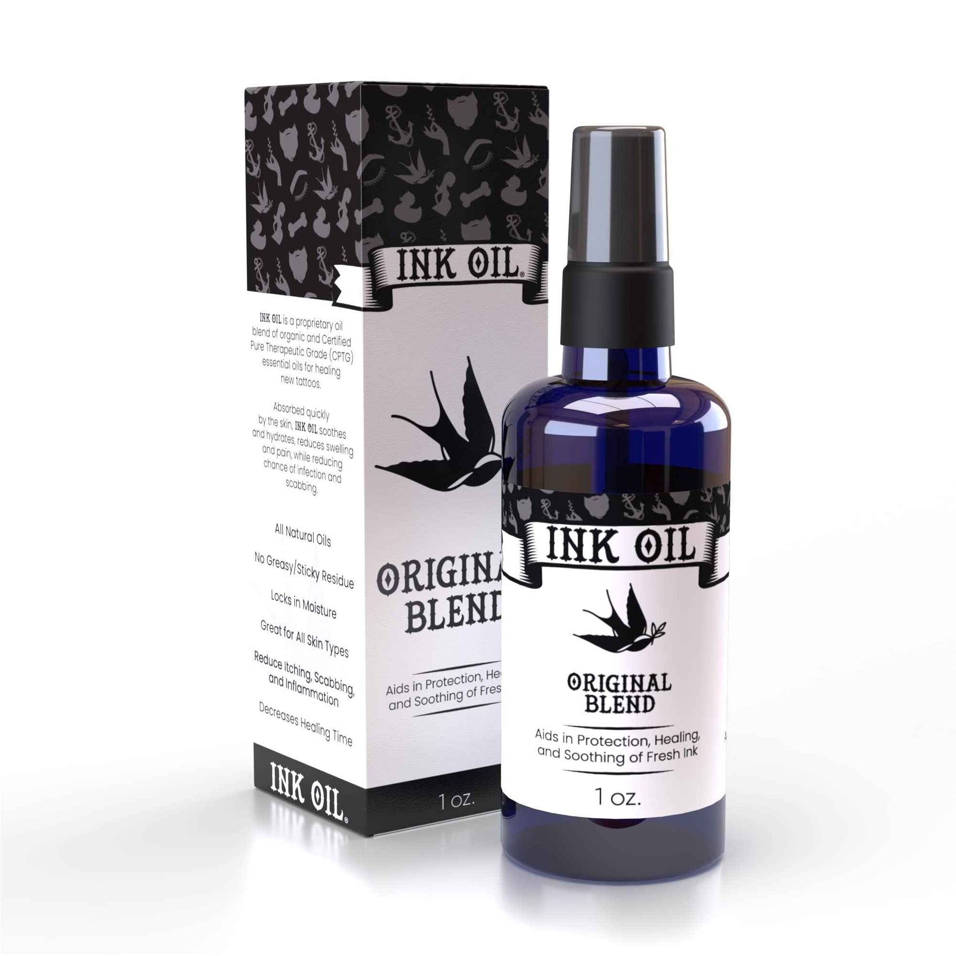 Ink Oil Tattoo Aftercare Oil - Hydrates & Anti-Fade Healing Balm/Moisturizer - 100% Natural - Reduces Swelling, & Scabbing - Soothing Tattoo Care for Healing & Long-Lasting Colors - 1 oz