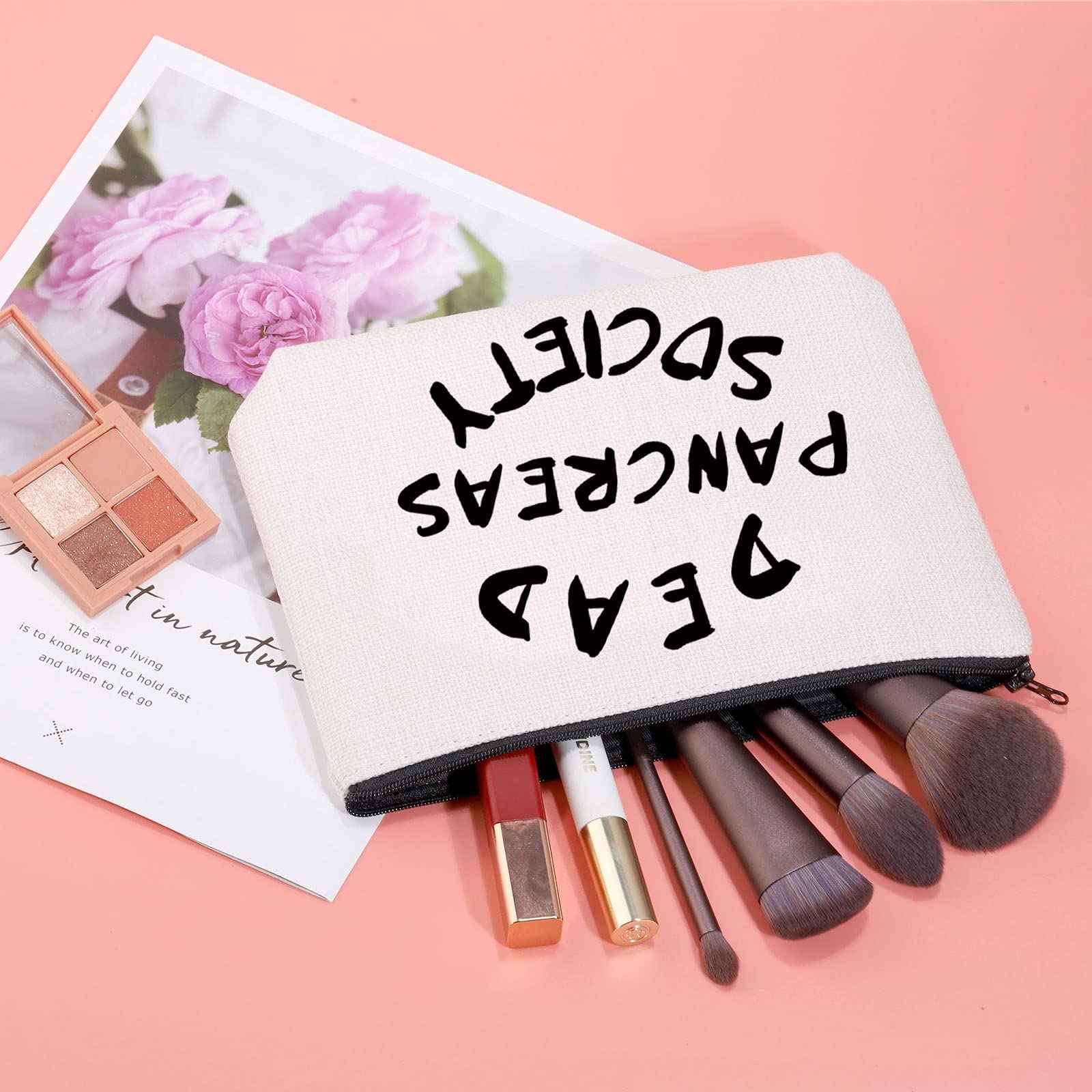 JXGZSO Diabetic Gift Type 1 Diabetes Awareness Gift Dead Pancreas Society Cosmetic Bag Diabetic Support Gift (Dead Pancreas Society White)