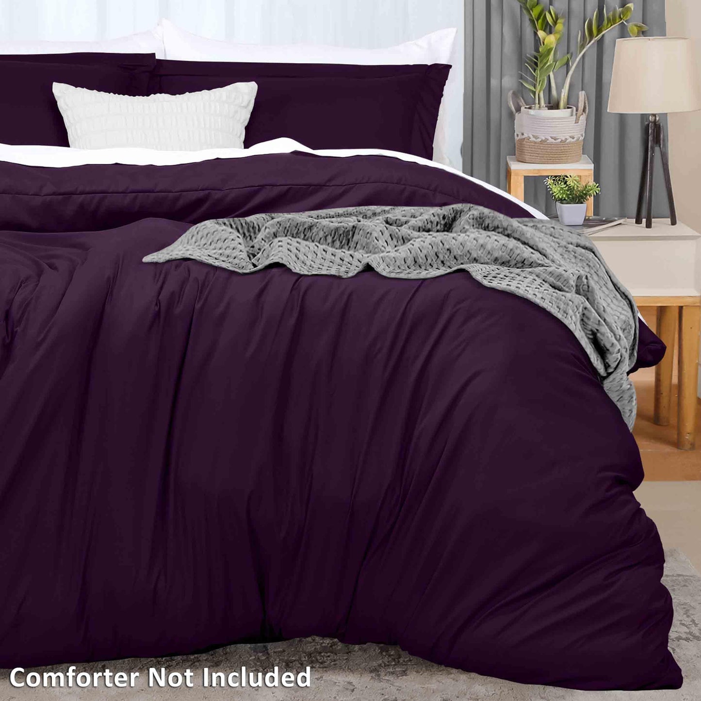 Utopia Bedding Duvet Cover Full Size - 1 Duvet Cover with 2 Pillow Shams - 3 Piece Bedding Duvet Cover with Zipper Closure - Soft Brushed Microfiber, 80 X 90 Inches (Full, Purple)