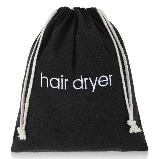 Tyqour Hair Dryer Bag Black Drawstring Hair Dryer Organizer for Travel & Bathroom, 14.96 x 11.81 Inch