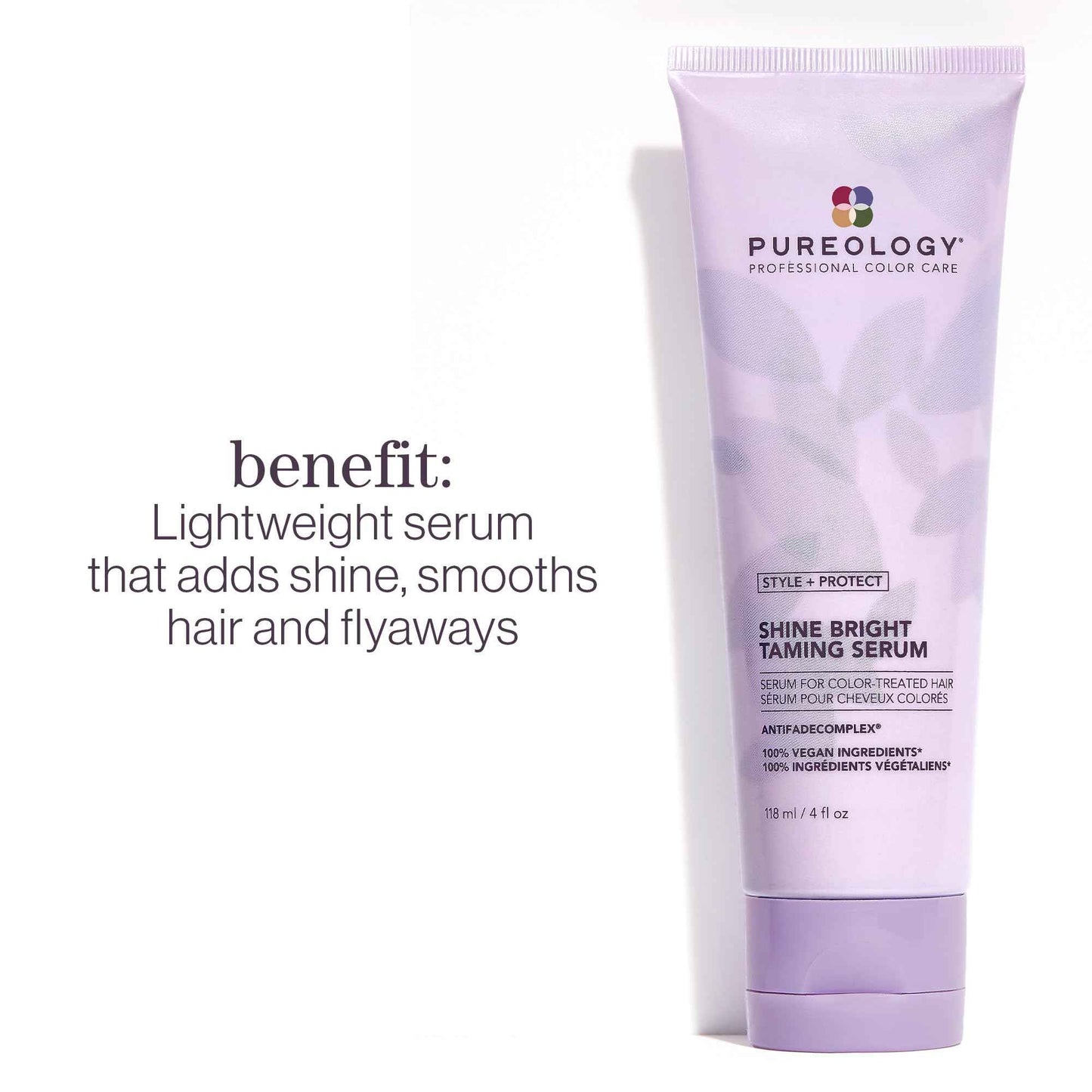 Pureology Style + Protect Shine Bright Taming Serum | For Color-Treated Hair | Shine-Enhancing, Smoothing Hair Serum | Sulfate-Free | Vegan | Updated Packaging | 4 Fl. Oz. |