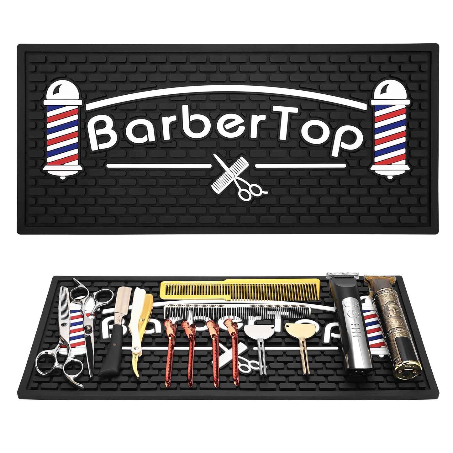 Barber Mats for Clippers, Heat Resistant Anti Slip Hair Salon Service Mat, Rubber Barber Station Mat for Hair Styling Tools, Countertop Protector Pad for Electric Clipper, Scissors, Hair Clip