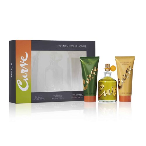 Curve for Men 3 Piece Fragrance Gift Set, Shower Gel, Aftershave Balm & Cologne, Spicy Woody Magnetic Scent for Day or Night, 4.2 fl oz
