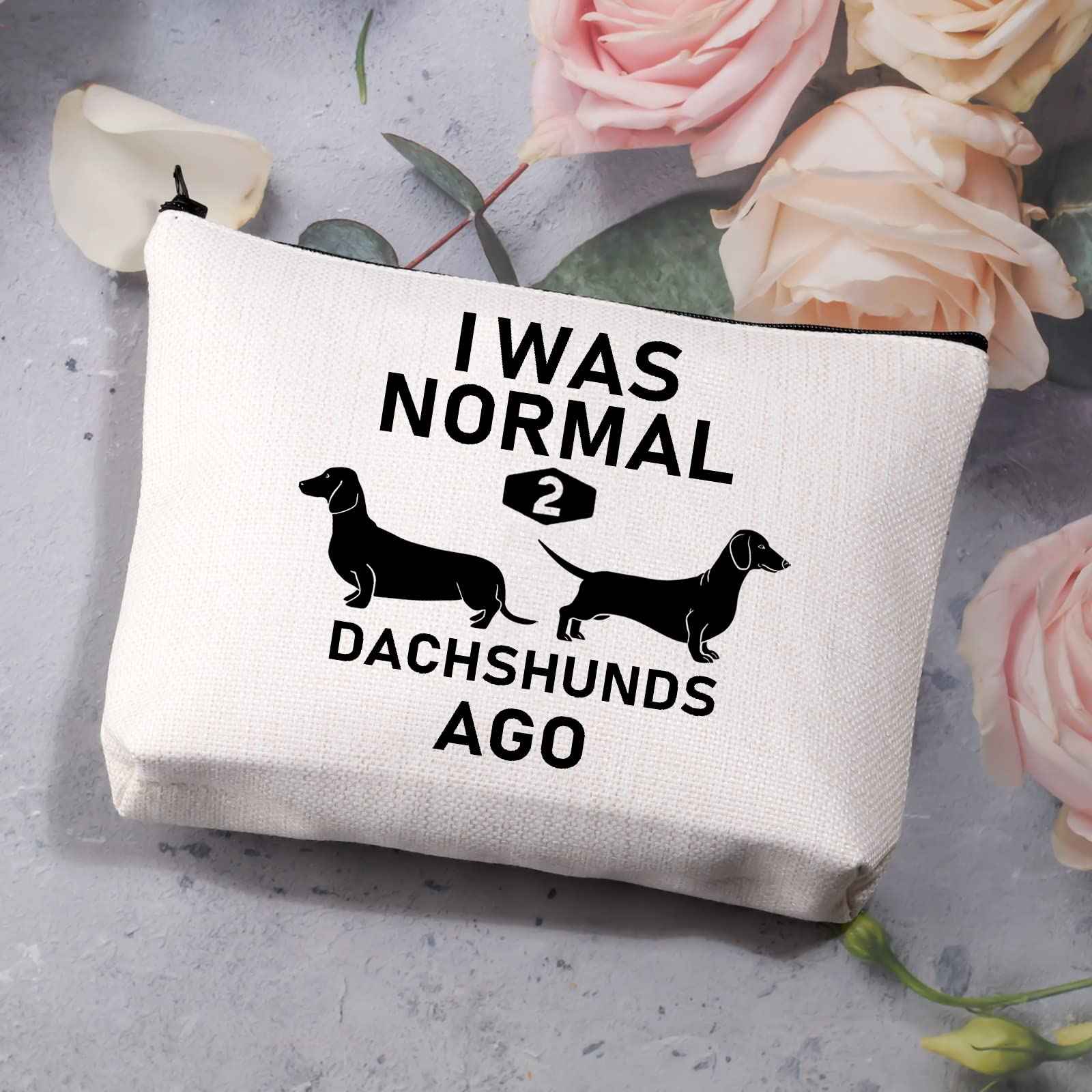 BDPWSS Dachshund Cosmetic Bags for women Dachshund Lover Gift I Was Normal 2 Dachshunds Ago Dachshund Gift (2 dachshunds ago)