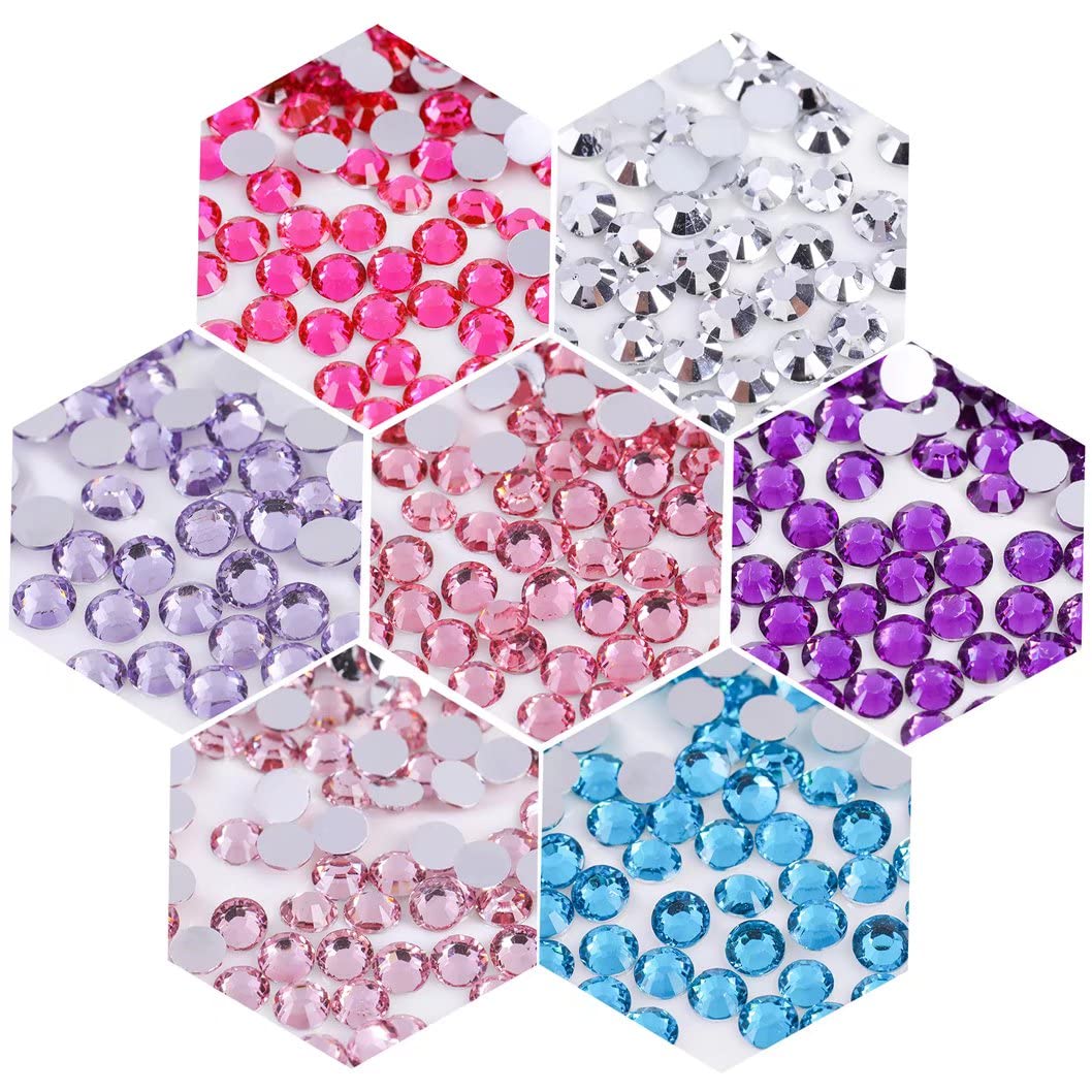 1000 Pieces SS20 5mm Flatback Rhinestones Clear Glass Round Gems Crystals for Nail Art DIY Crafts Clothes Shoes Bags （Light Pink）