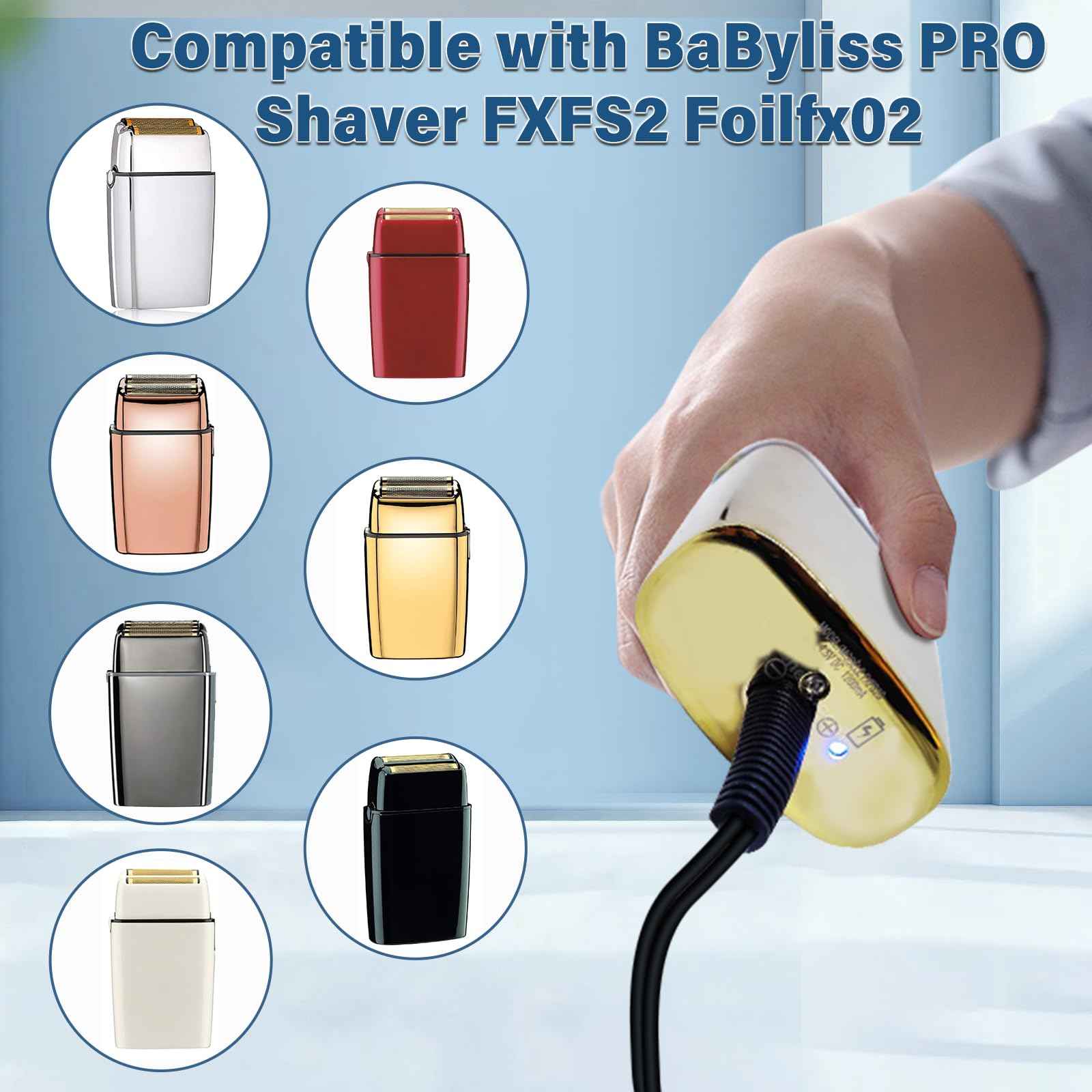 HIENADTOR 4.5V 1.2A Shaver Trimmer Charger Compatible with BaByliss PRO FXFS2 Power Cord AC Adapter for BaByliss PRO FX-FS2 FXFS2 Foilfx02 Foil FX02 FXFS2G Cordless Metal Double Foil Shaver Beard
