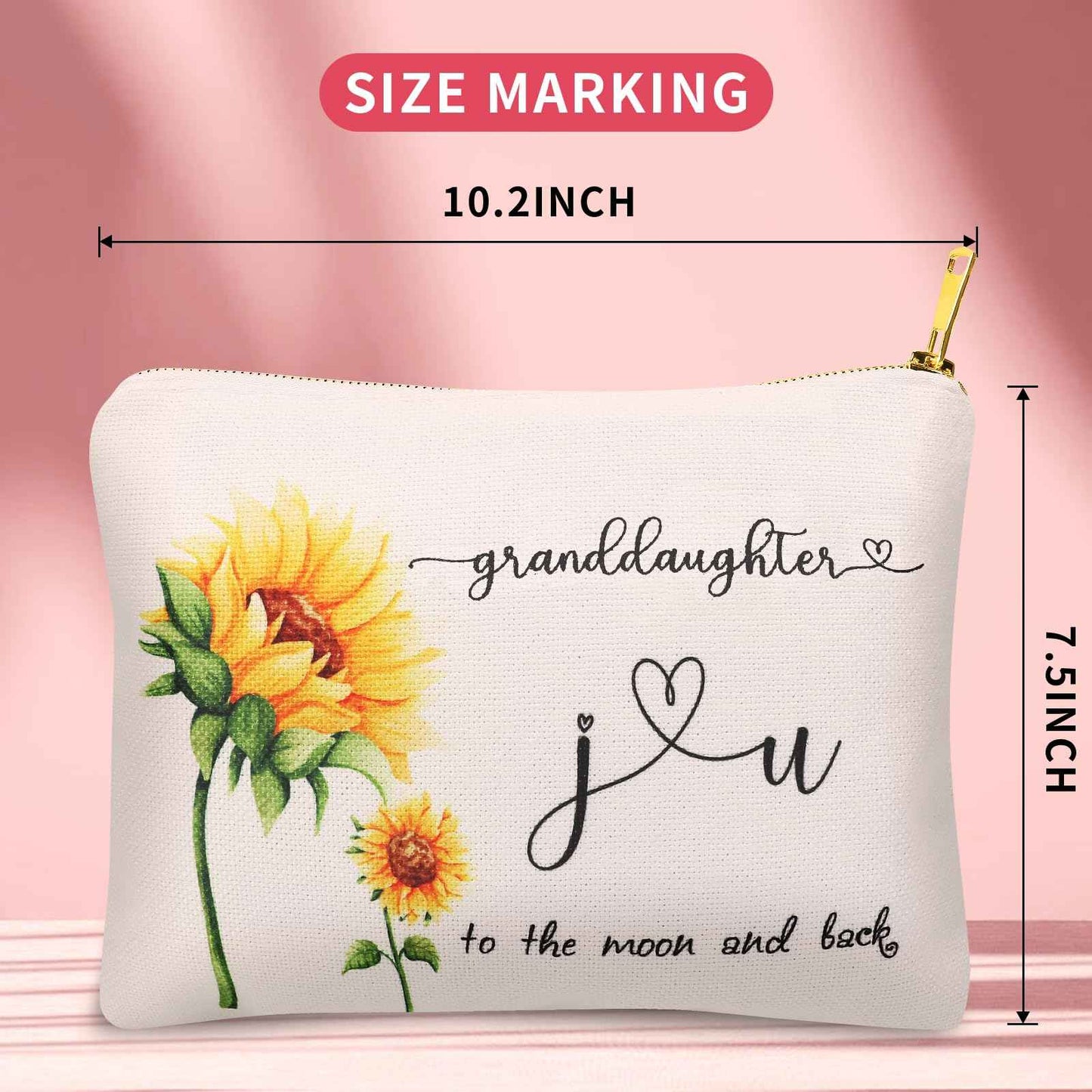 Granddaughter Gifts from Grandma Grandpa, Blessing Gift for Granddaughter, Linen Makeup Toiletry Bags for Women, Granddaughter Birthday Christmas Goodbye Graduation Gifts