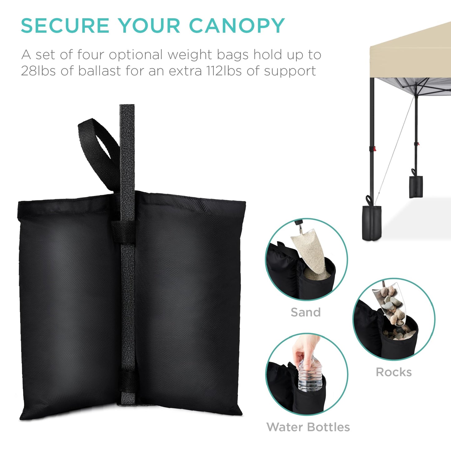 Best Choice Products 8x8ft 1-Person Setup Pop Up Canopy Tent Instant Portable Shelter w/ 1-Button Push, Case, 4 Weight Bags - Sand