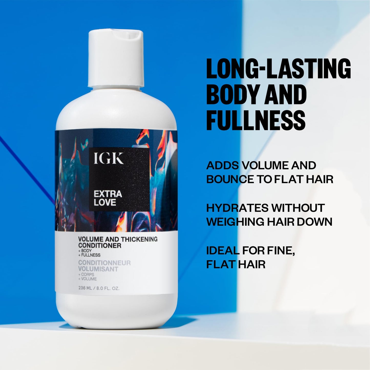 IGK EXTRA LOVE Volume & Thickening Conditioner | Lightweight + Supports Scalp + Balance Oil | Vegan + Cruelty Free | 8 Oz