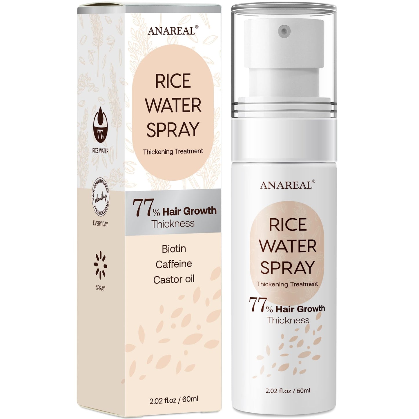 Rice Water for Hair Growth, Hair Growth Serum Women, Rice Water, Rice Water Spray, Rice Water for Hair, Rice Water Spray that can be used with Rice Water Shampoo and Conditioner, 60ml