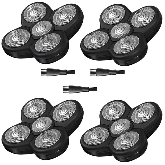 4 Pack Head Shaver Replacement Blades, 5 - Blade Shaver Replacement Heads for Bald Men Freedom Shaving, Head and Face Electric Razor Refills, with 3 Cleaning Brush