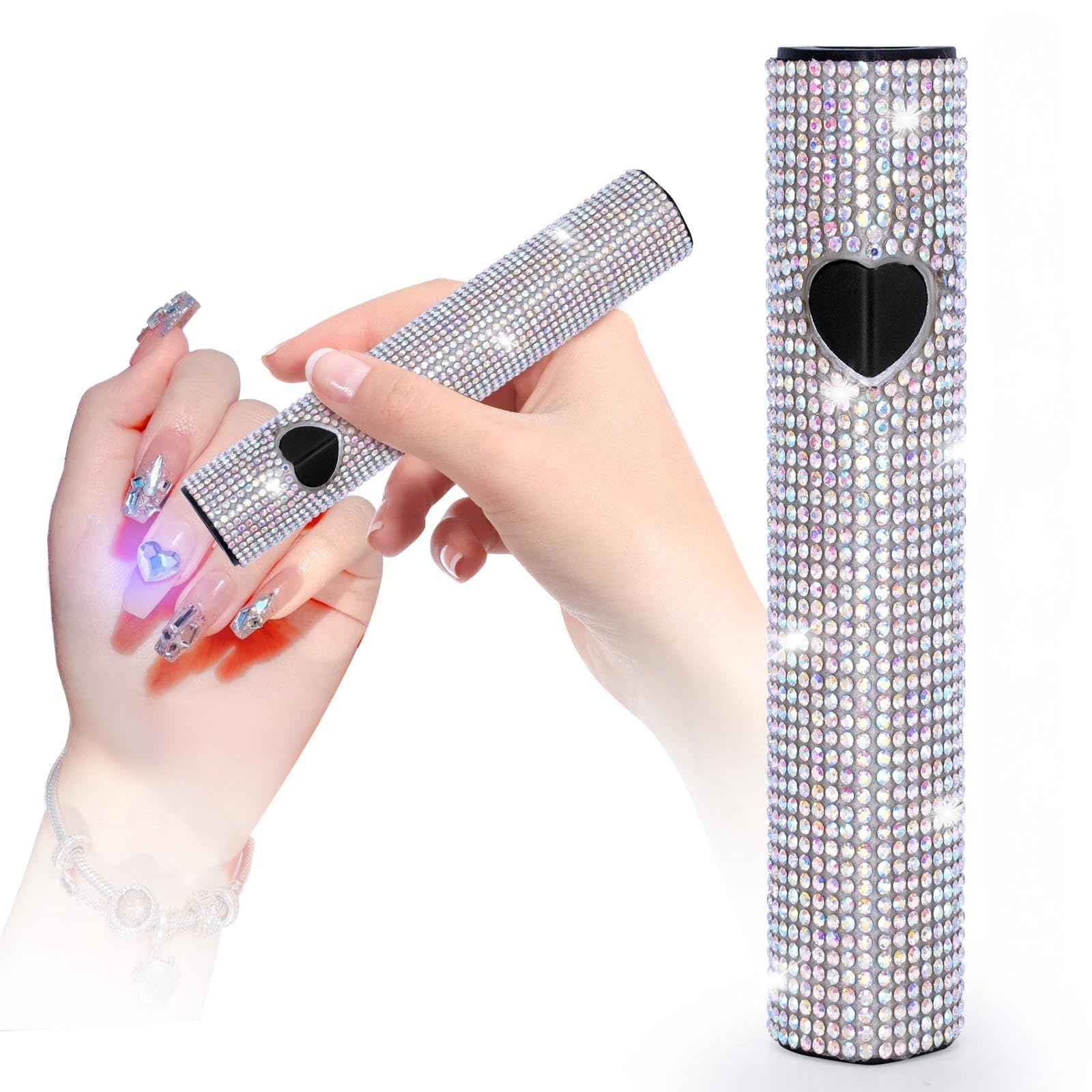 Linssy 10W Handheld UV Light for Gel Nails Mini Nail Lamp with USB Rechargeable Flash Cure Lamp, 3D Nail Art & Home Use (Diamond)
