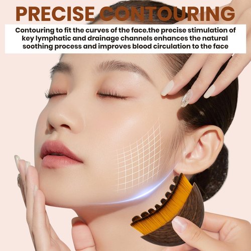 2Pack Lymphatic Contour Face Brush, Lymphatic Drainage Brush, Dry Brushing Face Brush, Lymphatic Drainage Massager for Face, Designed for The Face Gentle Enough for Daily Use(2pcs Brown)