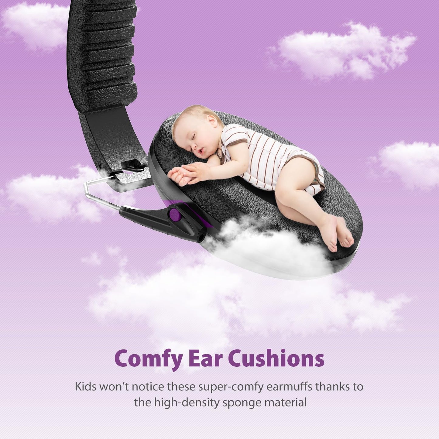 Dr.meter Ear Muffs for Noise Reduction SNR27.4 Kids Ear Protection with Adjustable Headband - Kids Noise Cancelling Headphones for Concerts, Football Game, Fireworks and Air Shows - Dark Purple