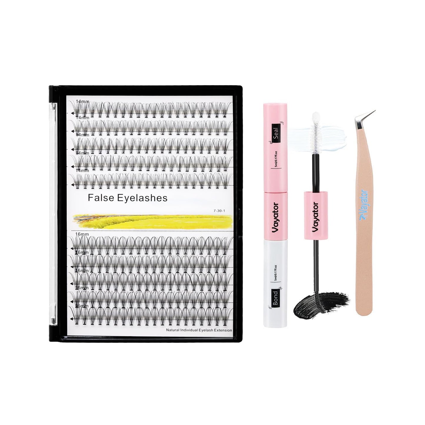 Vayator 10+12mm Mixed 12+14mm Mixed Tray Mink Eyelash Extension Natural 3D Russian Volume Faux Eyelashes Individual 20D Cluster Lashes Makeup (10D-14+16mm Mixed)