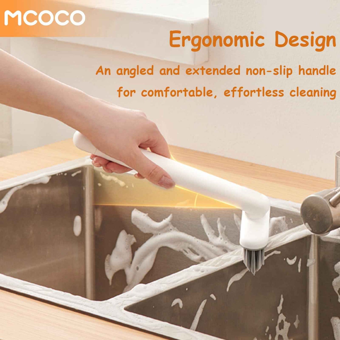 MCOCO Crevice Cleaning Brush Cleaning Brushes for Household use Multi-Purpose Hard Bristle Brushes Bathroom Brush for Kitchen Window Toilet Grout Bottle Sink Corners Blender Small Spaces 2 Pack White