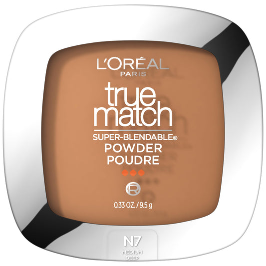 L'Oreal Paris True Match Super Blendable Oil Free Foundation Powder, N7 Medium Deep, 0.33 oz, Packaging May Vary