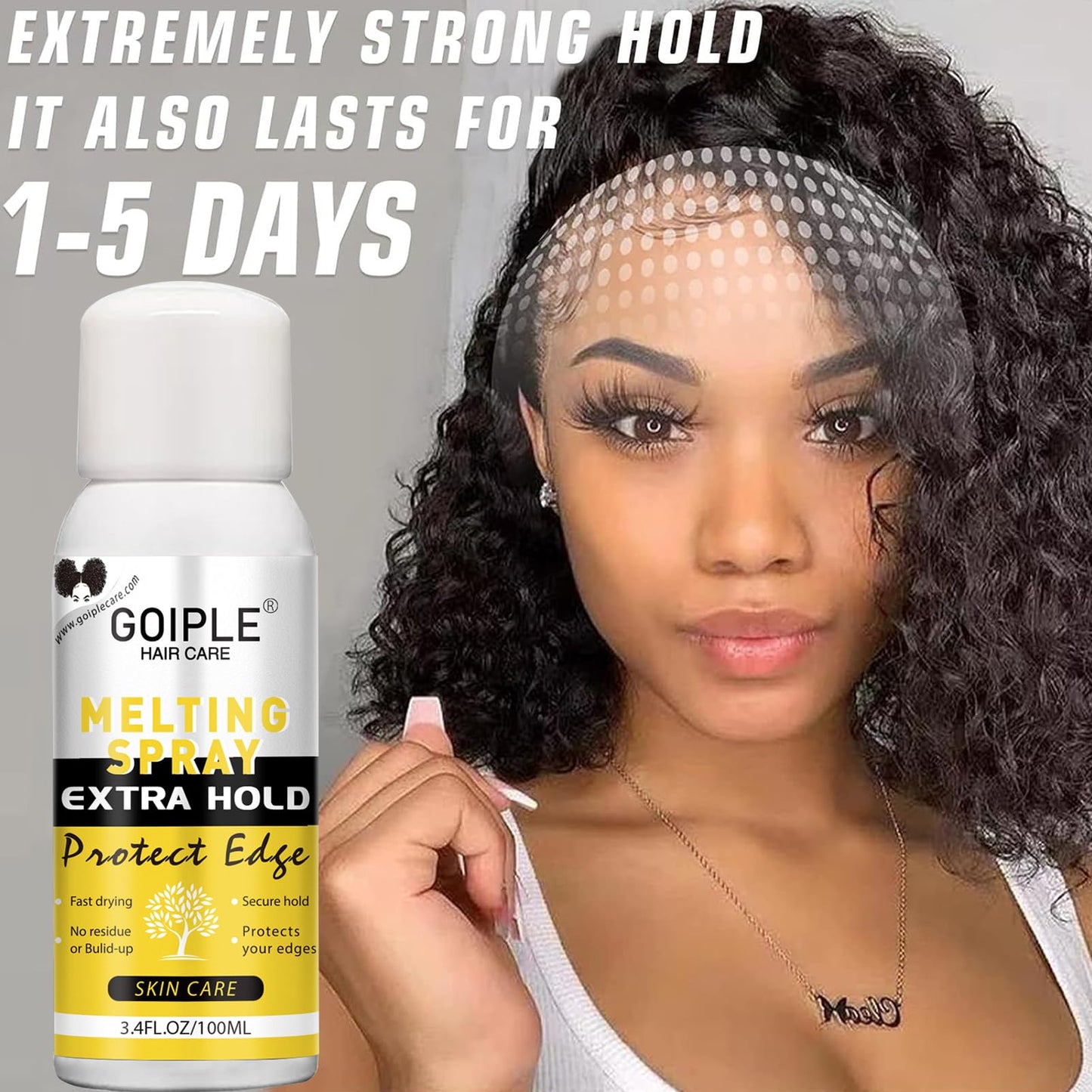 Lace Melting and Holding Spray Glue-Less Hair Adhesive for Wigs, Lace Bond Adhesive Spray Wig Spray for Closure Wigs Closure Front Extensions, Strong Natural Finishing Hold with Control Wig Kit Set