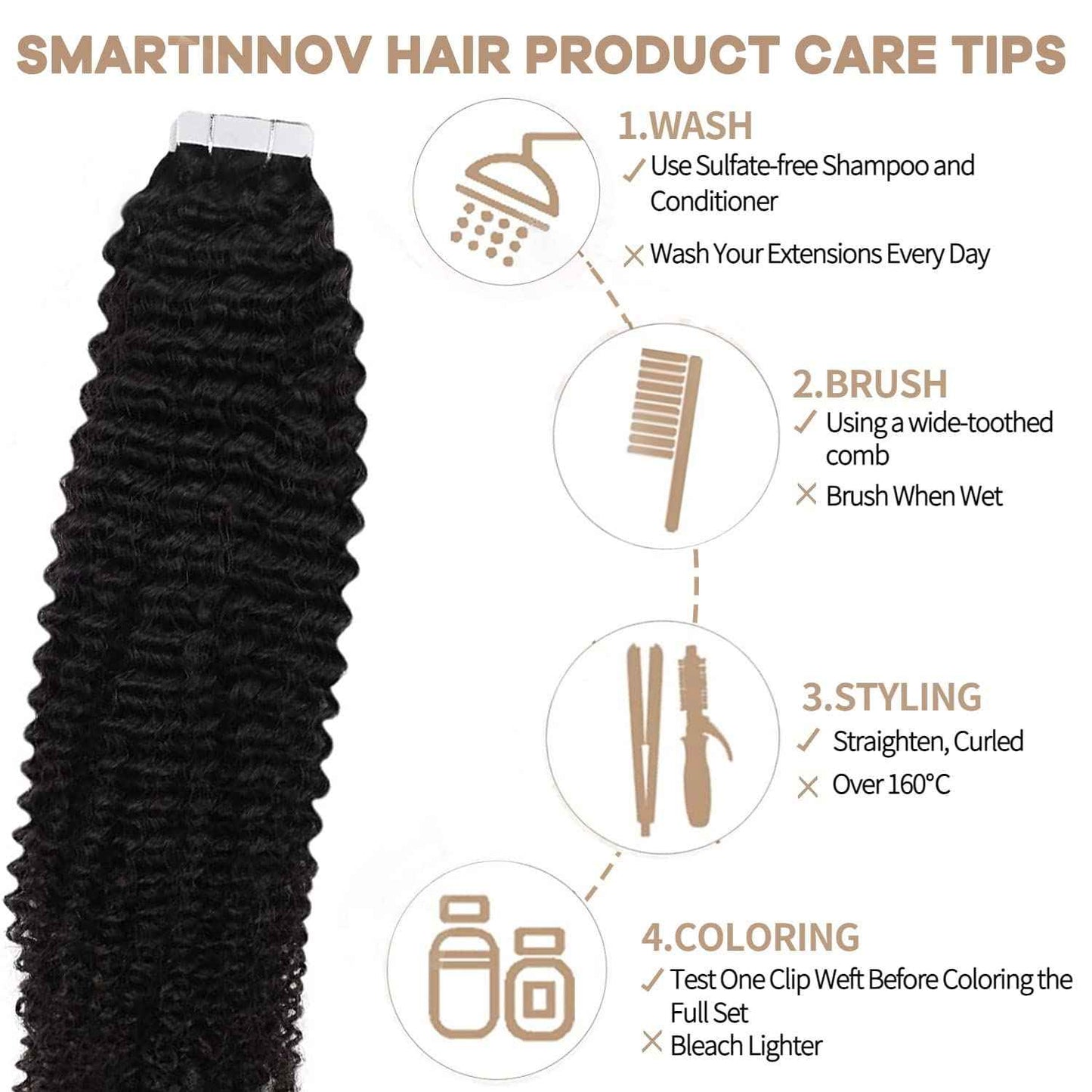 Afro Curly Tape in Hair Extensions Human Hair 18 Inch Seamless Skin Weft PU Tape Ins Remy Hair Tape ins Deep Curly Wave Tapes in Extensions for Short Hair 20pcs/Pack 50G 3-4 Packs for Full Head