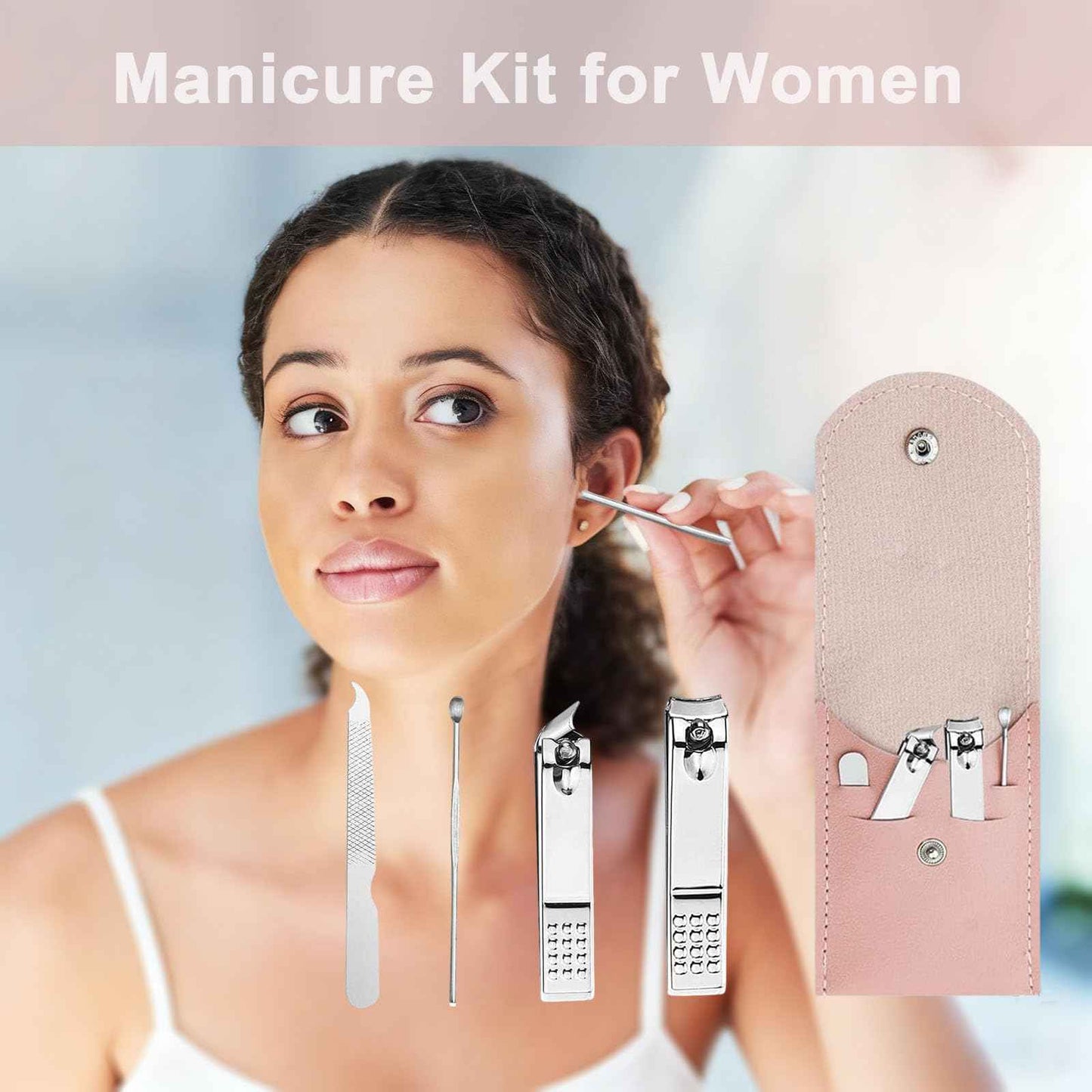 24 Sets Travel Manicure Set Professional Nail Clipper Kit Bulk,4 in 1 Adult Stainless Steel Travel Manicure Kit with Case Individually Wrapped Nail Clippers Bulk for Homeless,Hotel,Charity(4 Colors)