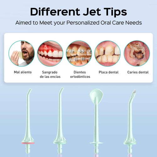 COSLUS Water Dental Flosser Pick for Teeth: 4 Modes Cordless Portable 300ML Larger Tank Water Teeth Cleaner IPX7 Waterproof Flossing Cleaning Picks for Home Travel Green C30(FC5360)