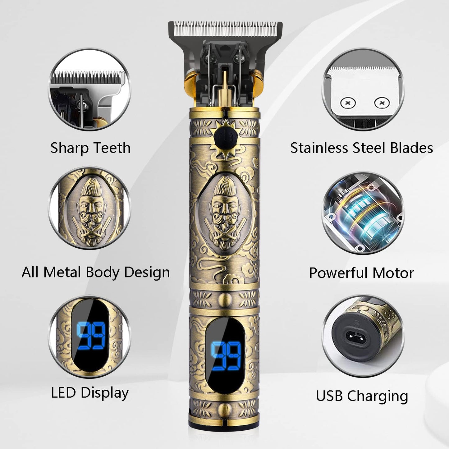 AMULISS Professional Mens Hair Clippers Zero Gapped Cordless Hair Trimmer Professional Haircut & Grooming Kit for Men Rechargeable LED Display