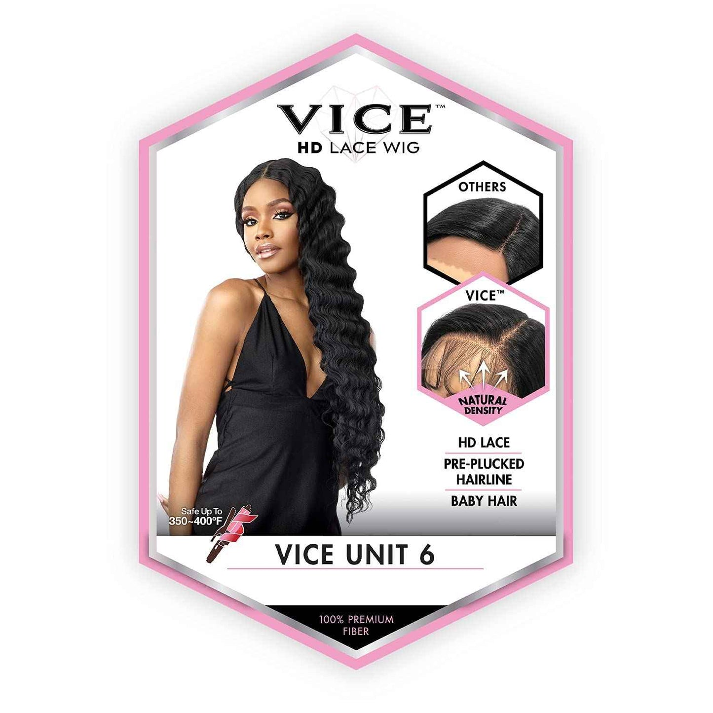 Sensationnel Vice Lace Front Wigs - Unit 6 5 Inch Deep Part Synthetic Preplucked Hairline (1 JETBLACK)