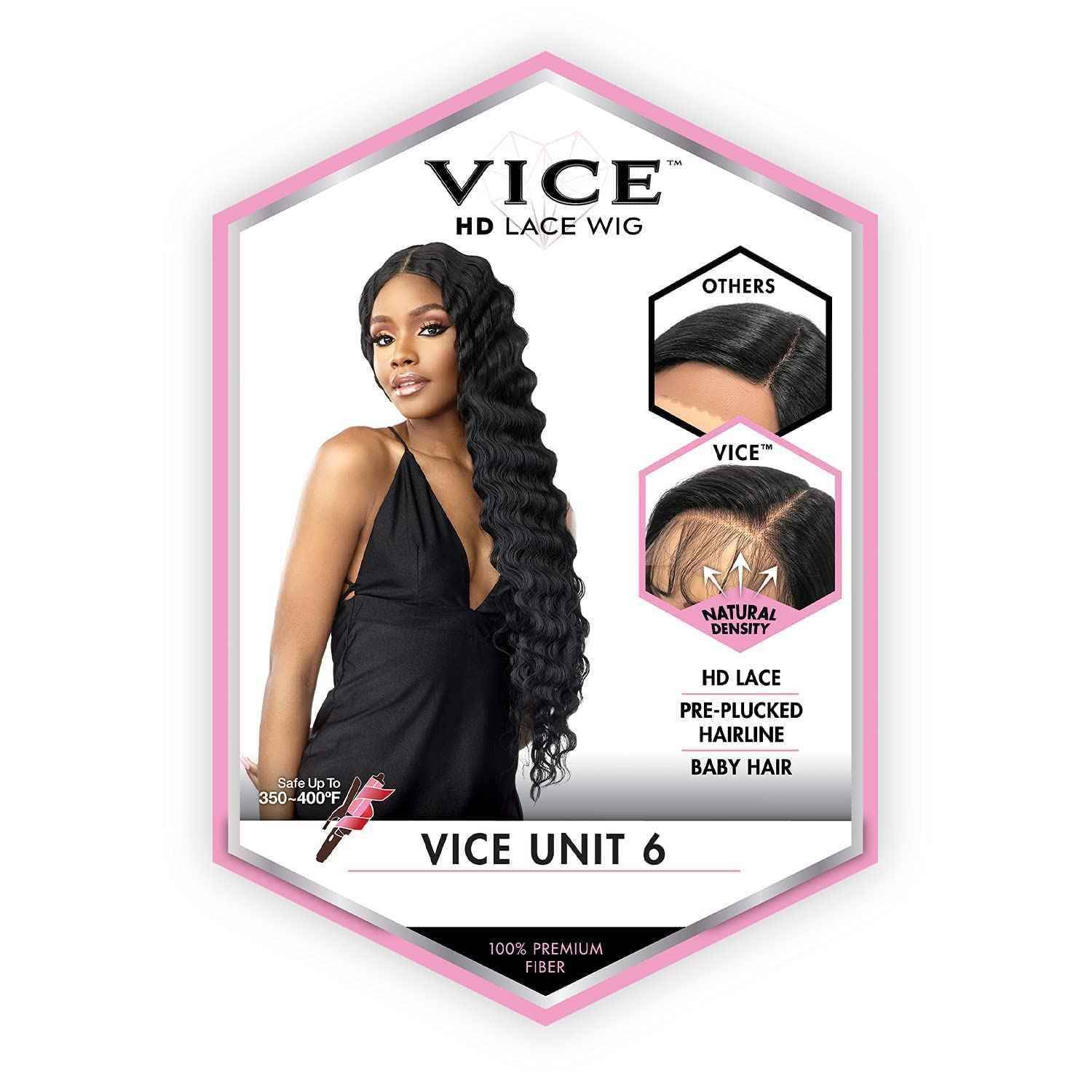 Sensationnel Vice Lace Front Wigs - Unit 6 5 Inch Deep Part Synthetic Preplucked Hairline (1 JETBLACK)