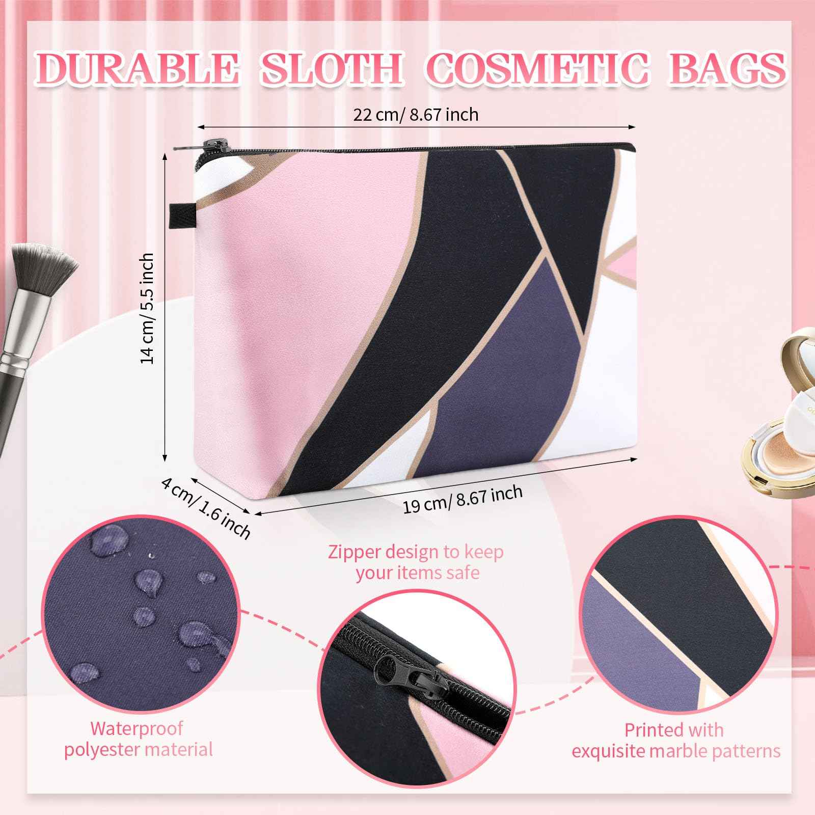 Dunzy 16 Pcs Makeup Bags Bulk Graduation Gift Cosmetic Bag Makeup with Zipper Pouch Waterproof Portable Travel Toiletry for Women Teacher Birthday Thanksgiving Christmas Gifts (Marble)