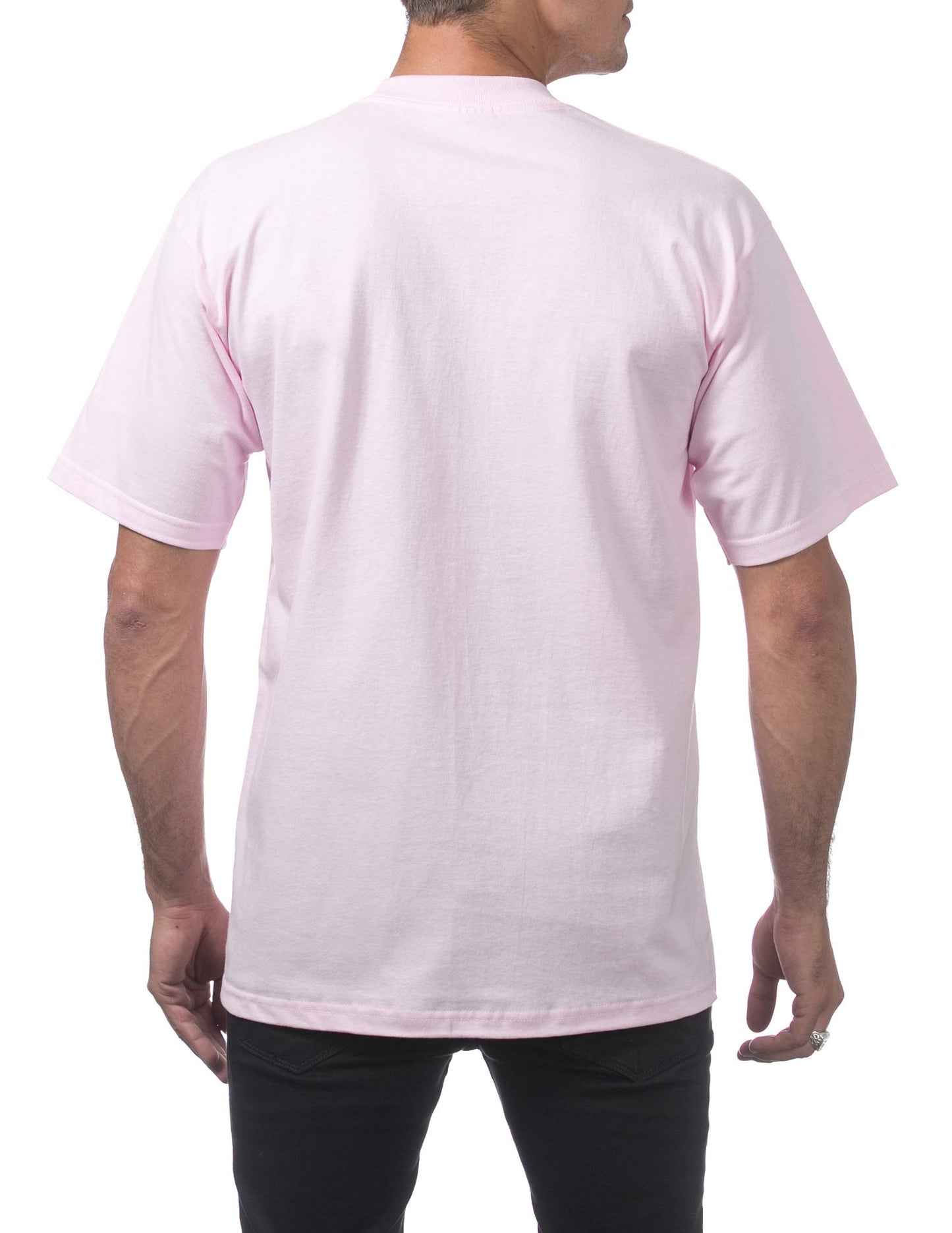 Pro Club Men's Heavyweight Cotton Short Sleeve Crew Neck T-Shirt, Pink, Small