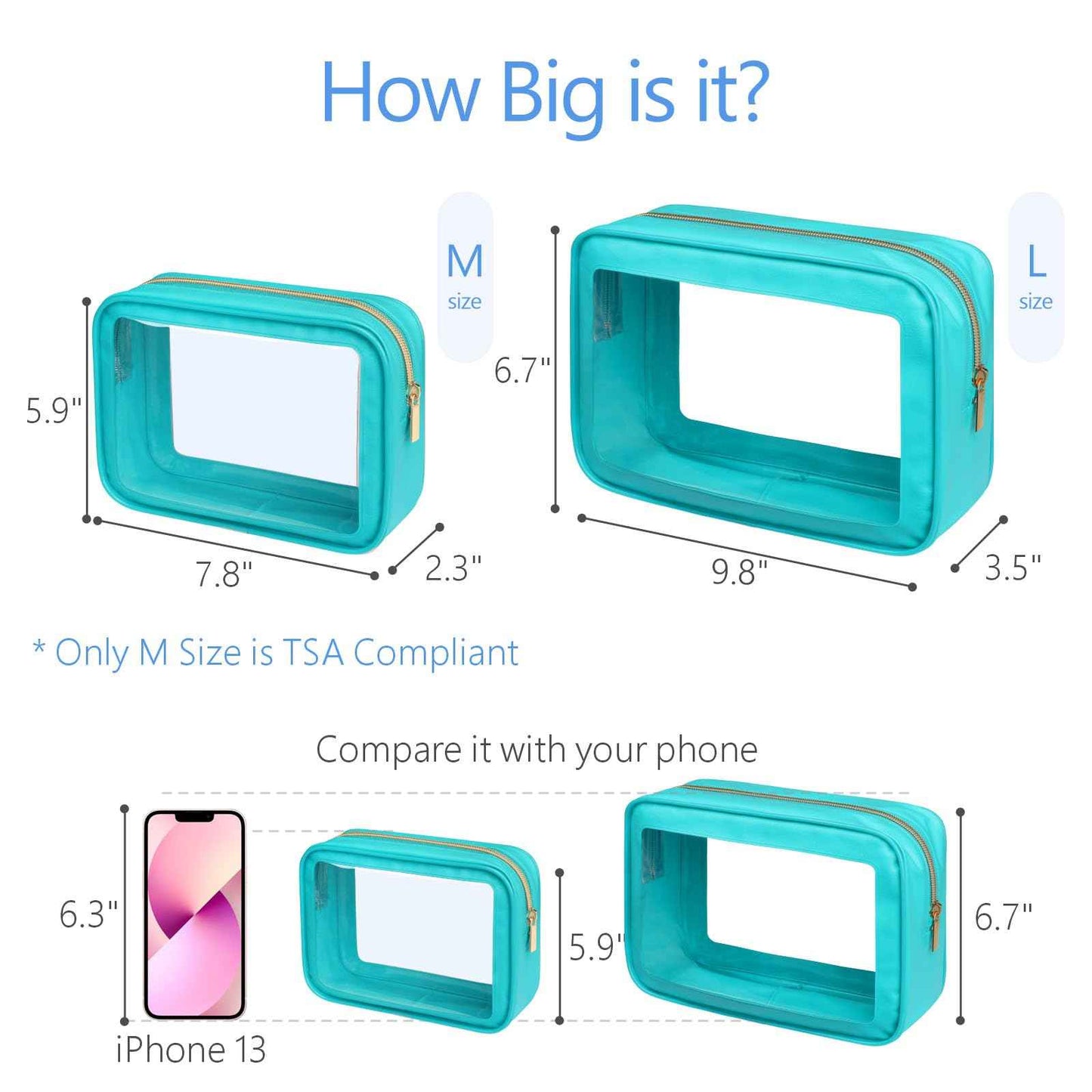 PACKISM Color-Edged Clear Makeup Bags in 2 Size, Bundle Sale