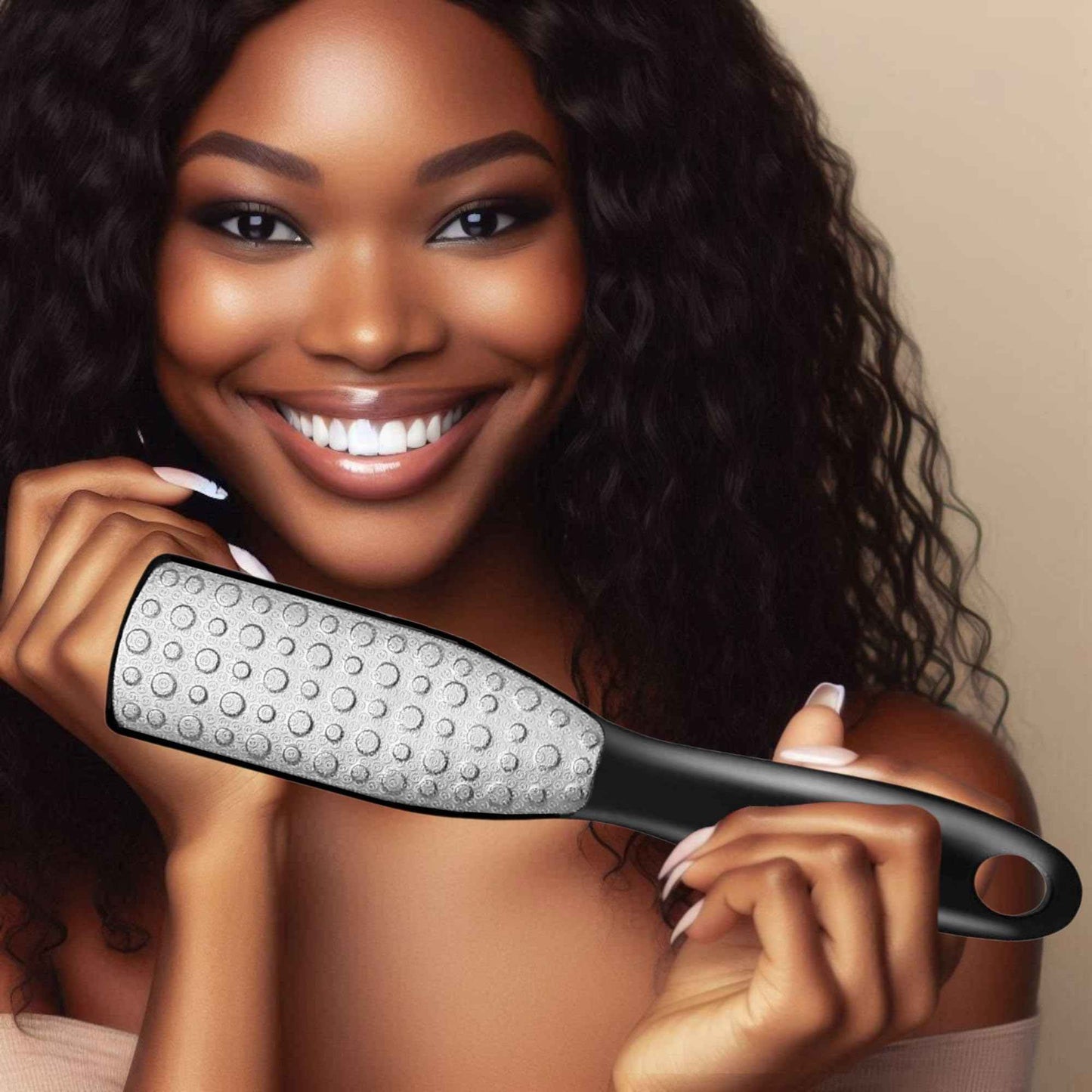 Professional Elegant Series Black Sapphire Foot File 9.6" –Dual-Sided Callus Remover with Silk-Touch Handle–Luxurious Spa-Like Treat for Smooth, Soft Feet, Durable & Hygienic Pedicure Tool–Wet&Dry Use