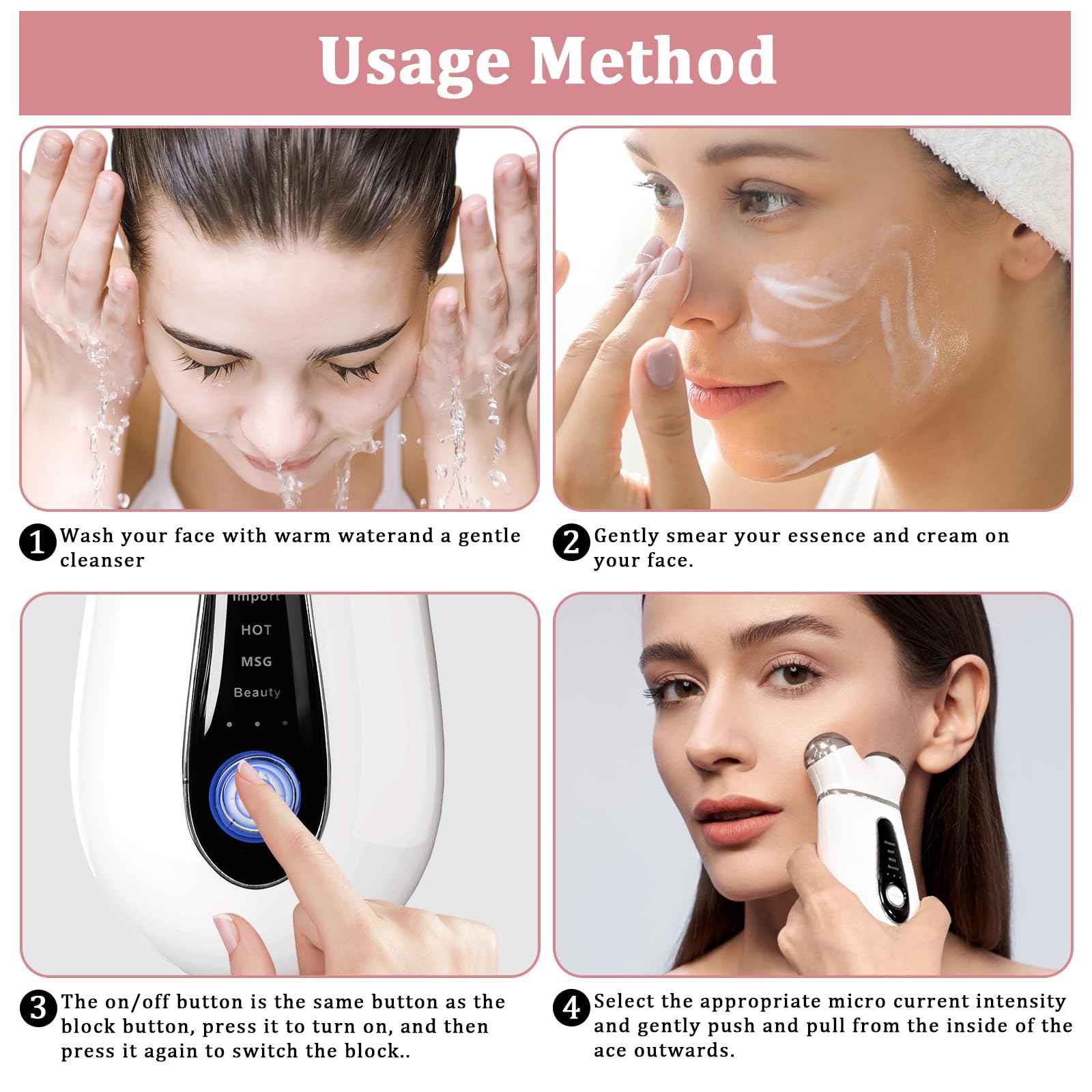 Microcurrent Face Device, USB Microcurrent Facial Shaping Tool for Facial Wrinkle Removal and Anti-Aging，Mini Microcurrent Face Lift Device for Face Lifting and Facial Sculpting (White)