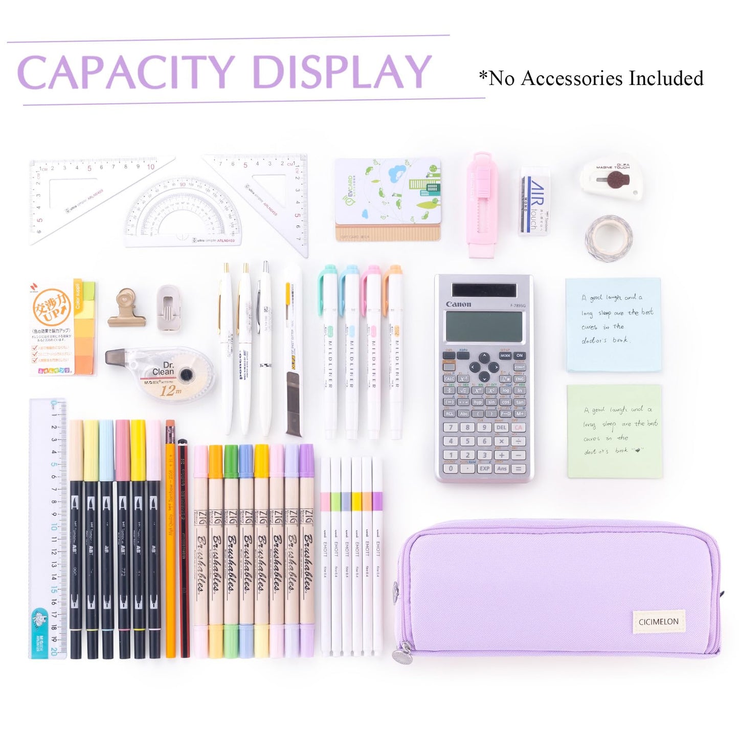 CICIMELON Large Capacity Pencil Case 3 Compartment Pouch Pen Bag for School Teen Girl Boy Men Women (Purple)