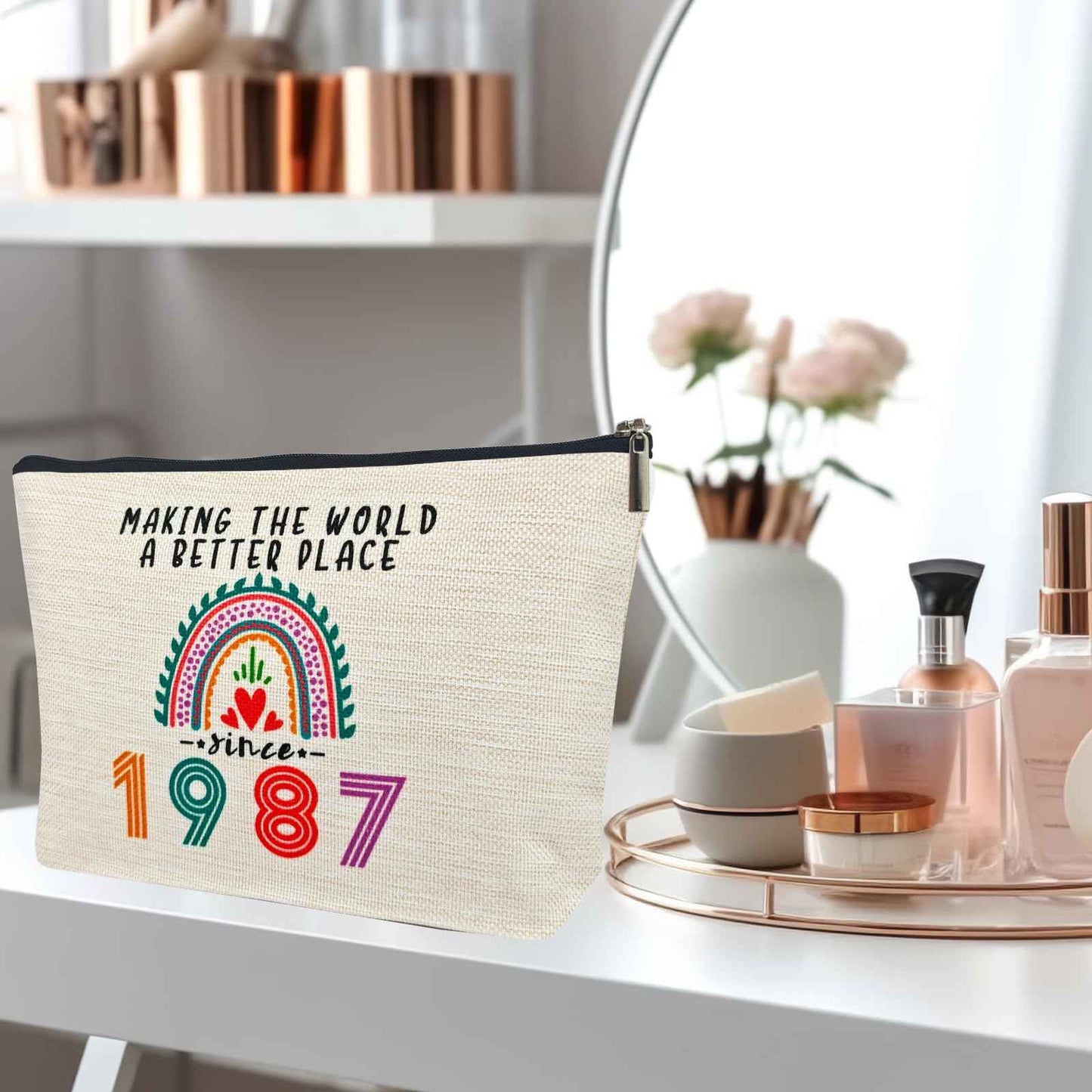 Suemetic 38th Birthday Gifts Women Makeup Bag, Happy 38th Birthday Decorations Woman, Best 38 Year Old Gifts Ideas for Her, Mom, Wife, Sister, Mothers Day, 1987 Anniversary Party Favors, Christmas
