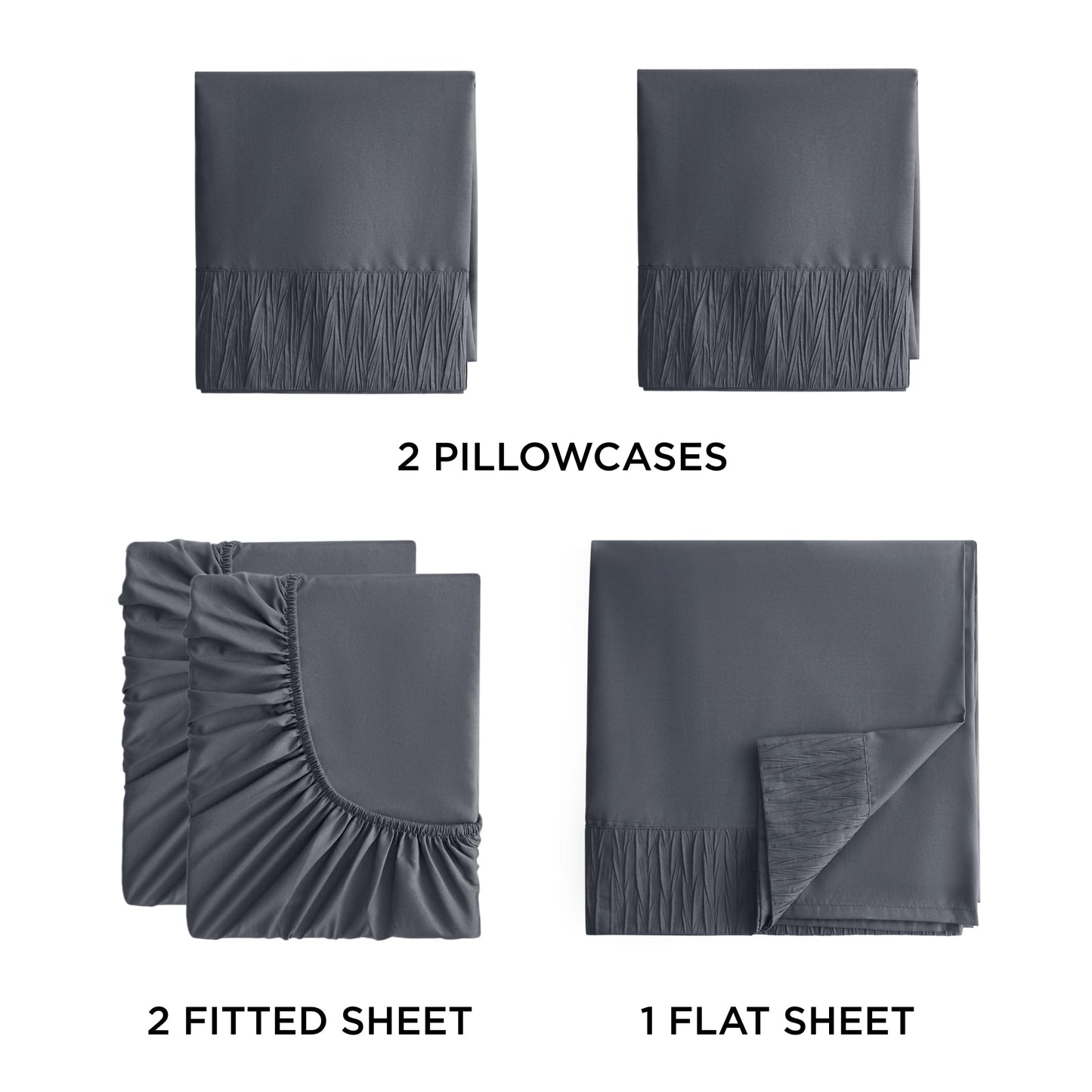 Bedsure Split King Sheet Set for Adjustable Beds - Soft Sheets for Split King Size Bed, 5 Pieces Hotel Luxury Grey Sheets Split King, Easy Care Polyester Microfiber Cooling Bed Sheet Set