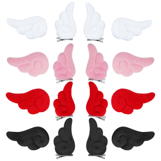 Haakong 16Pcs 4 Color Wings Hair Clips Angel Hairpin Kawaii Hair Accessories Cosplay Plush Cartoon Hair Clips