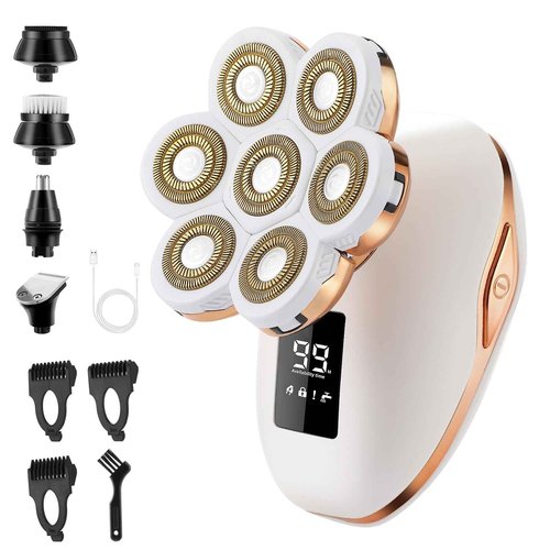 Electric Razor for Women, 7D Facial Hair Removal, 5-in-1 Wet/Dry Bikini Trimmer, Electric Shaver for Women, Rechargeable Face Shaver for Arms Legs Armpit Pubic Area, Painless Womens Grooming Kit