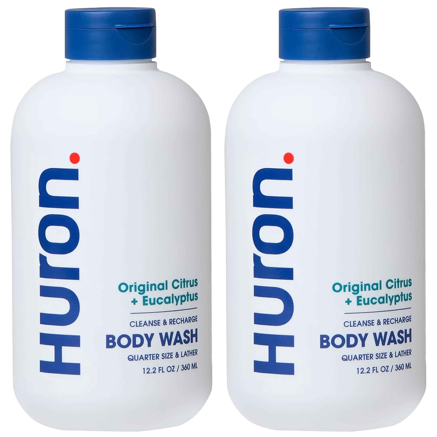 Huron Men’s Moisturizing Body Wash – Crisp & Invigorating Scent of Citrus, Eucalyptus, Mint, & Aromatic Greens - Coconut Oil, Vitamin E & Witch Hazel – Vegan, Cruelty-Free - 12.2 fl oz (2 Pack)