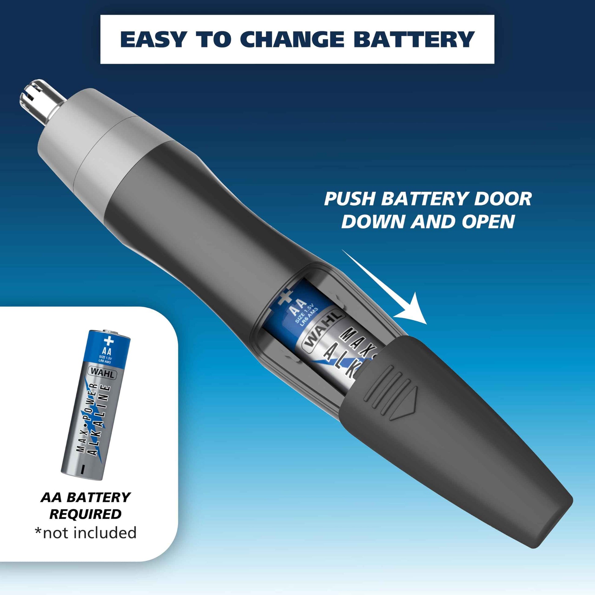 Wahl Clipper Battery Operated, Precision Ear and Nose Hair Trimmer for Men, Hygienic Nose Trimmer with Rinseable Blade for Easy Cleaning, Perfect for Travel – Model 3026462