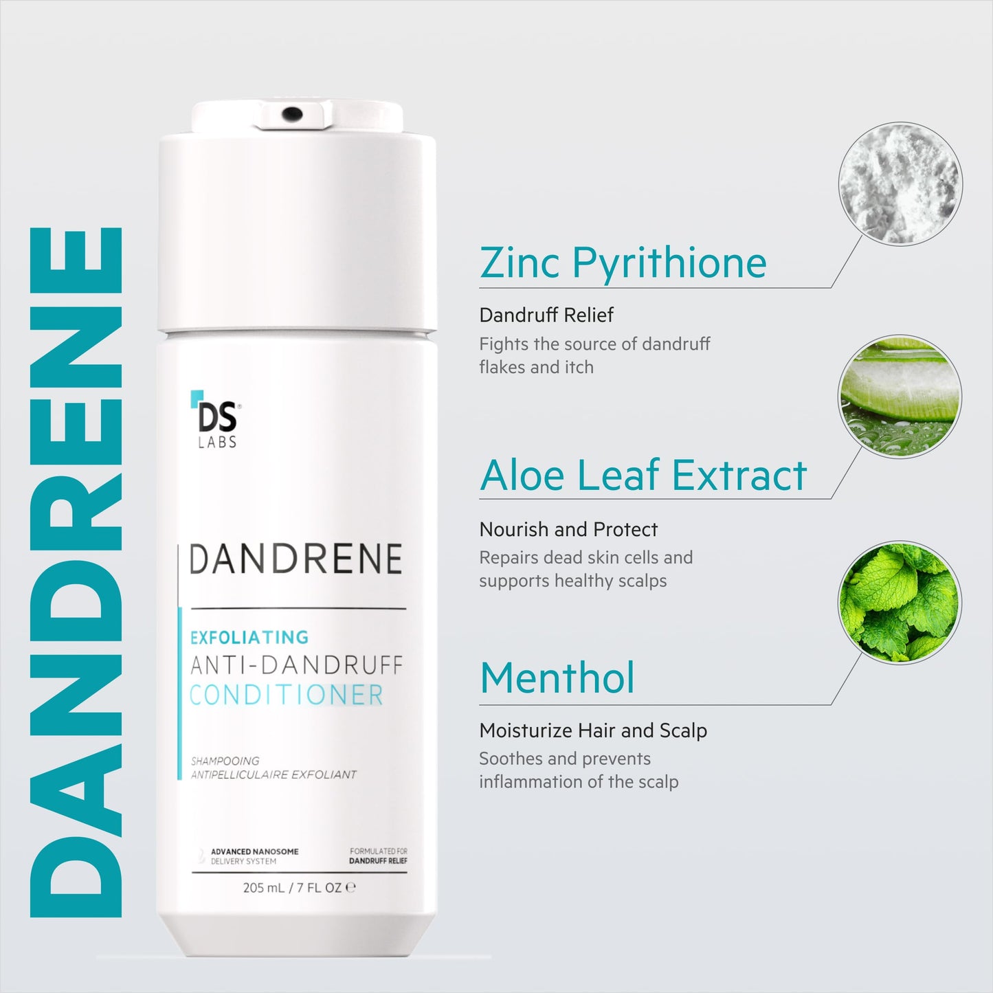 DS Laboratories Dandrene Anti Dandruff Conditioner - Itchy Scalp Hair Conditioner, Dry Scalp Dandruff Scalp Treatment, Seborrheic Dermatitis & Psoriasis Cleansing Conditioner, Moisturizing Conditioner