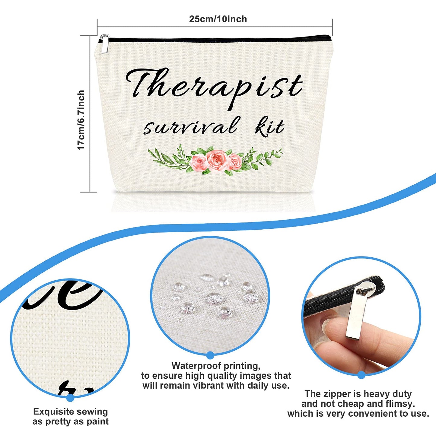 Therapist Gift Makeup Bag Psychology Gift Therapist Appreciation Gift Cosmetic Travel Bag Gift Birthday Graduation Gift for Psychiatrist Therapist School Counselor Mental Health Therapist Makeup Pouch