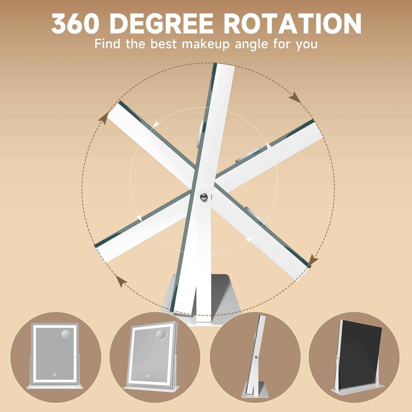 MINISO Vanity Mirror with Lights-15" x 11.4" LED Makeup Mirror, 3 Color Modes Touch Control and Brightness Adjustment Lighting Mirror, 10X Magnifying Glass, 360° Rotation