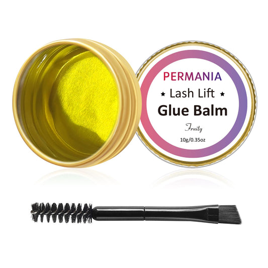 PERMANIA Lash Lift Glue, Eyelash Lifting Adhesives Strong Hold and Perfectly Shaped Eyebrows for Brow Lamination Kit, Lash Lift Balm Bright Colors & Fruity Flavours Fast Drying & Waterproof (Yellow)