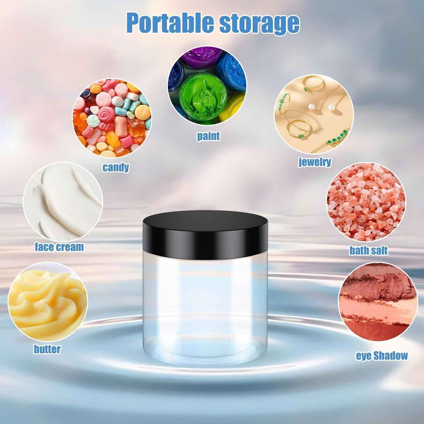 75 Pack 4 Oz Plastic Containers with Lids, OBKJJ Clear Travel Size Leak Proof Makeup Travel Containers BPA Free Cosmetic Slime Jars for Lotion, Cream, Body Butter, Makeup, Ointments (75)