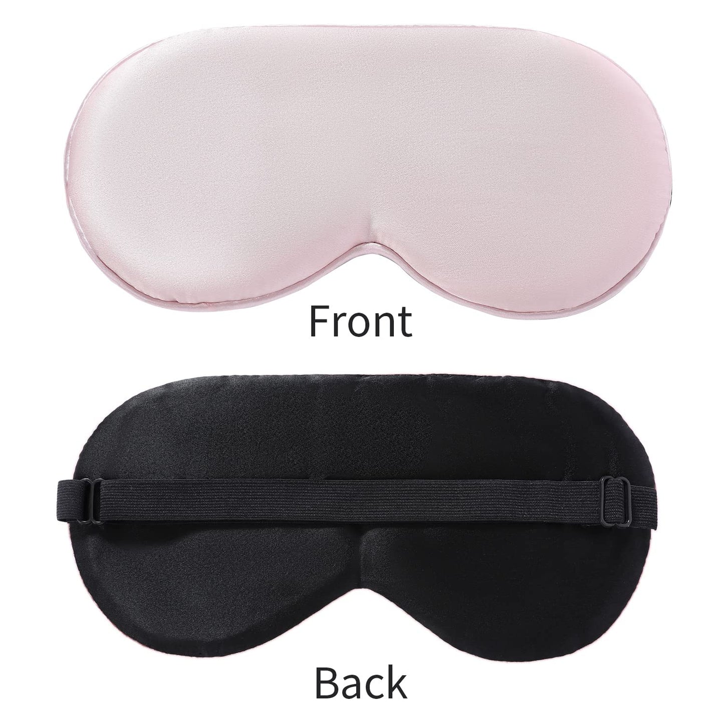 2-Pack 100% Real Natural Silk Eye Mask, Silk Sleeping Mask, Shade Puffy Eye Gift with Adjustable Straps, Sleep Eye Mask, SHJINJU Eye Mask Shade (Black and Light Pink)