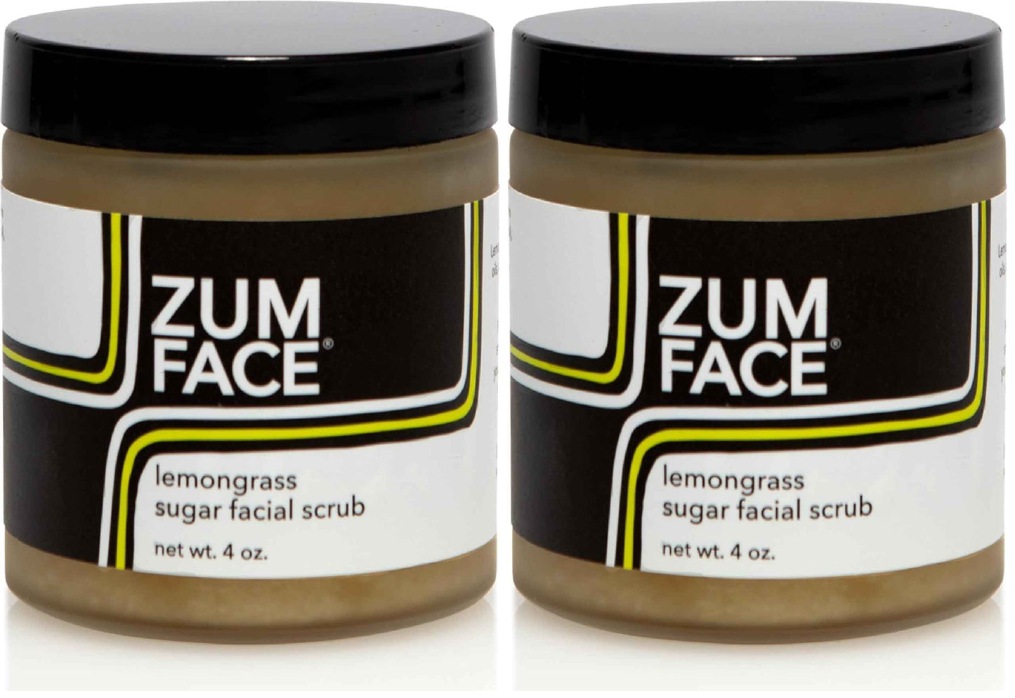 Indigo Wild Zum Face Sugar Facial Scrub - Natural Sugar Scrub - Soothing Facial Exfoliator with Jojoba Oil, Coconut Oil & Olive Oil - Lemongrass - 4 oz (Pack of 2)